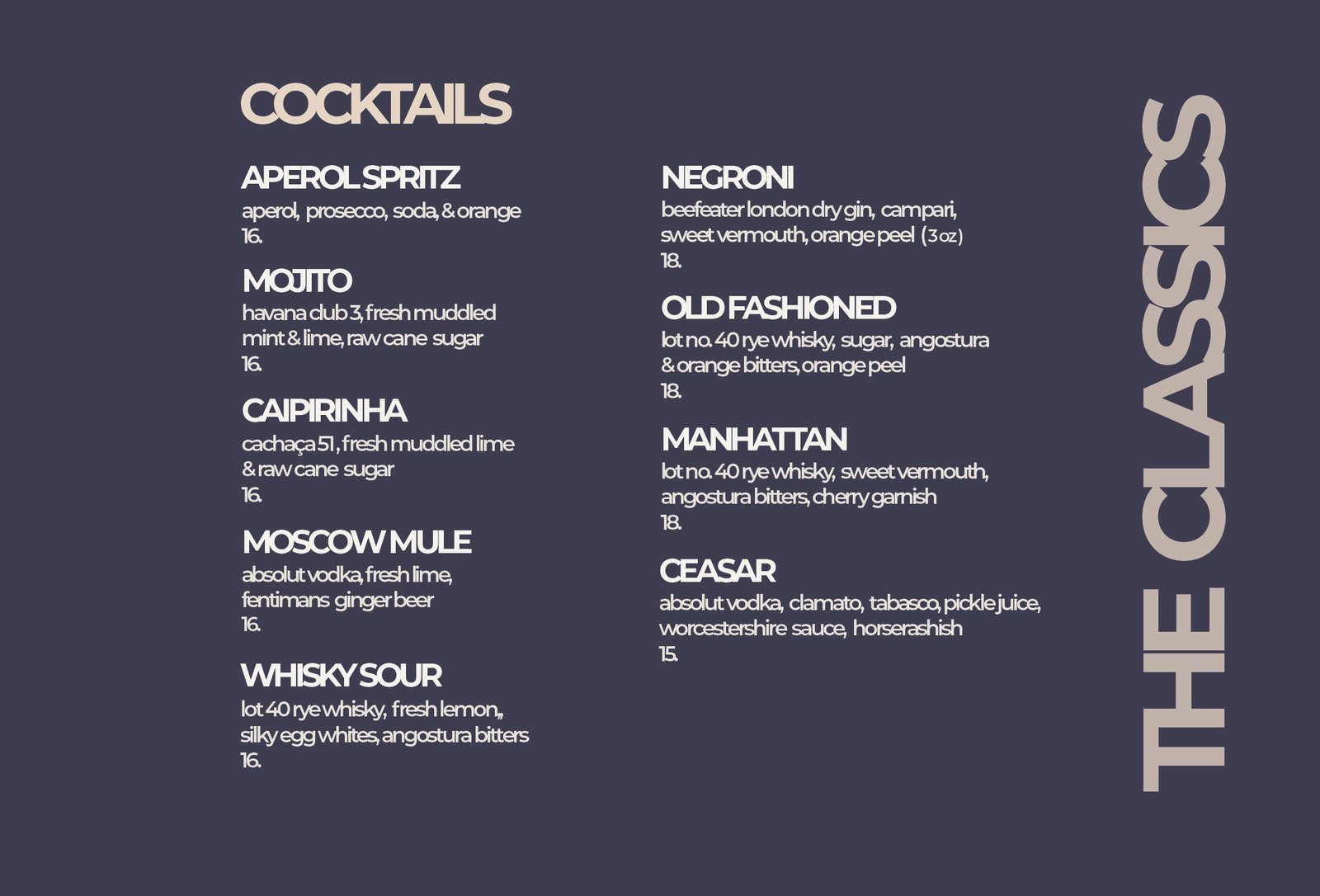 Cocktails — The Classics