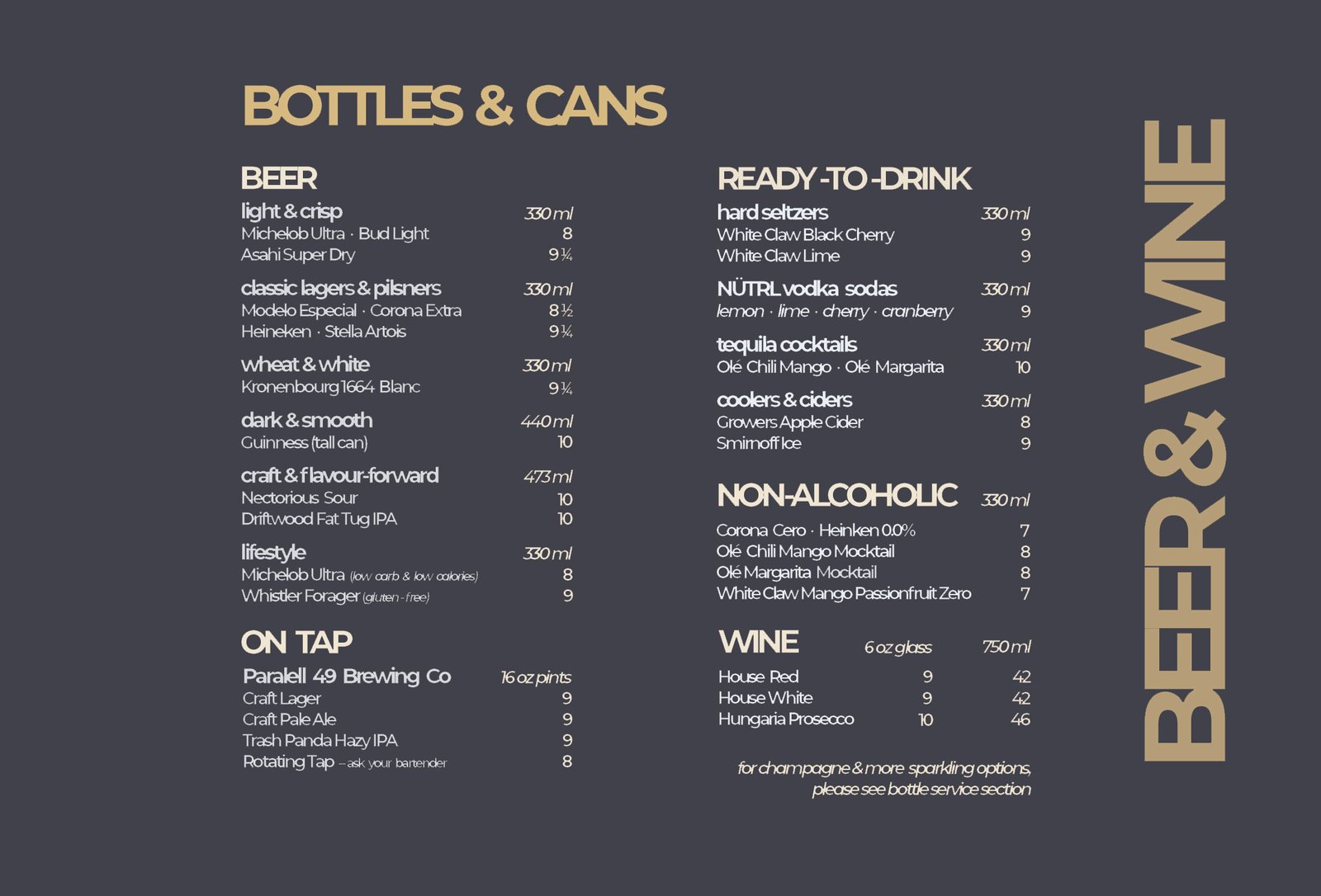Bottles & Cans / Beer & Wine