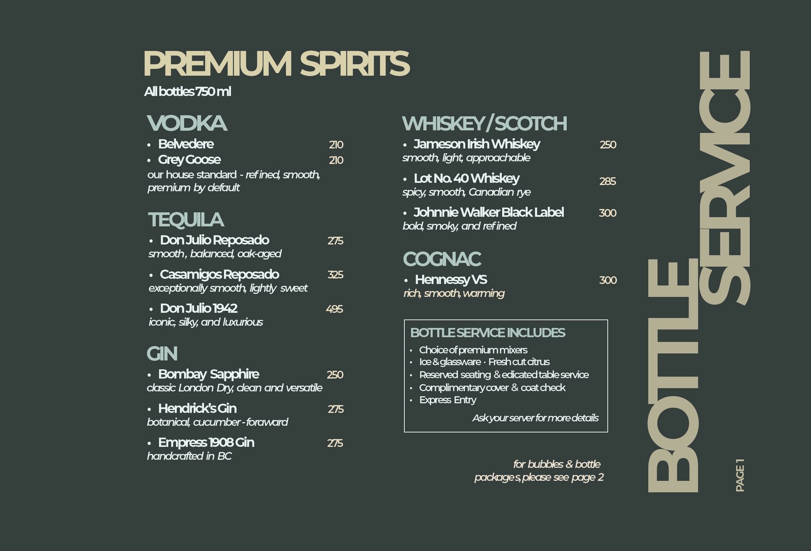 Bottle Service Cover